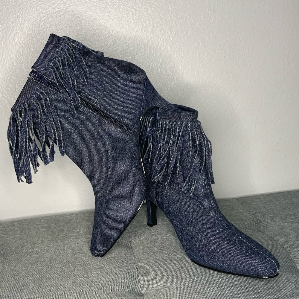 Denim Stool Heels - Picture 3 of 9